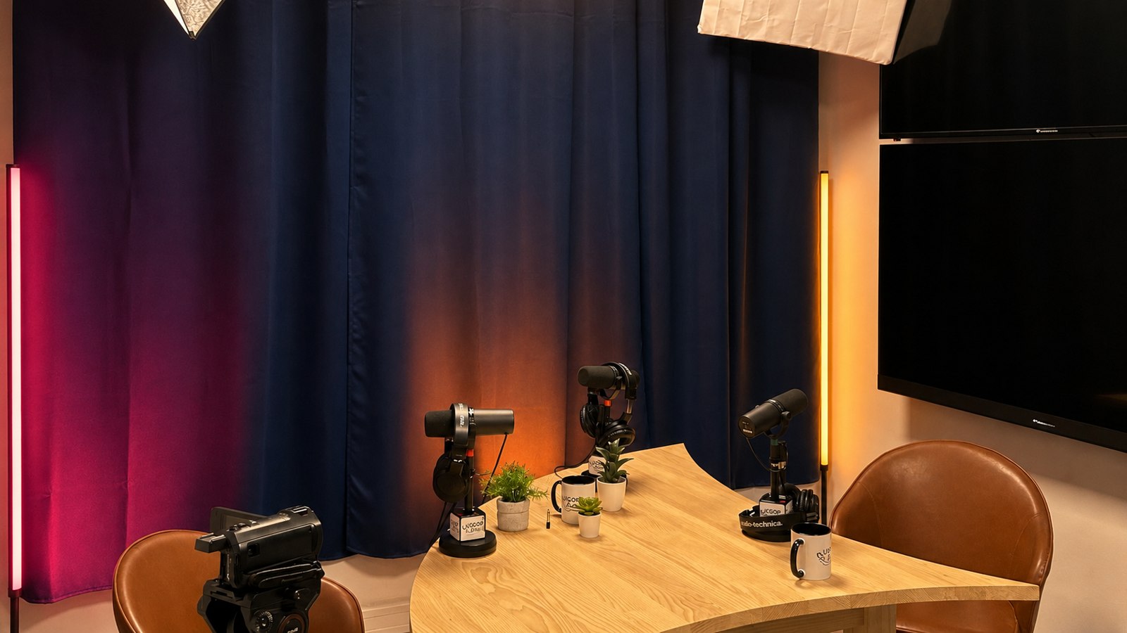 Studio radio UGOP avec deux éclairages LED